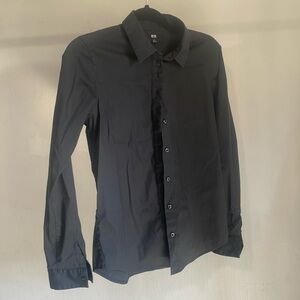 Uniqlo black button up blouse